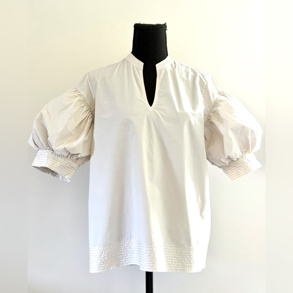 Chico’s Beige Puff Sleeve Women’s Top Sz 6